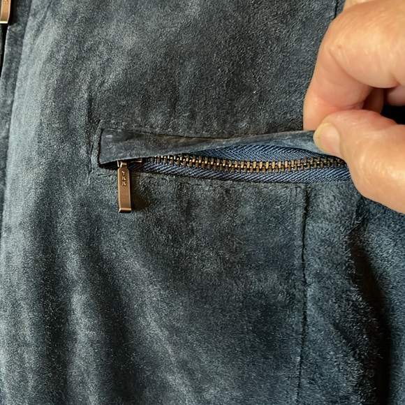 So Stylish Alfani Blue leather suede zip up Jacket Sz XL - Picture 6 of 13